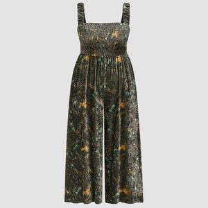 Cider Elegant Velvet Black Floral Jumpsuit